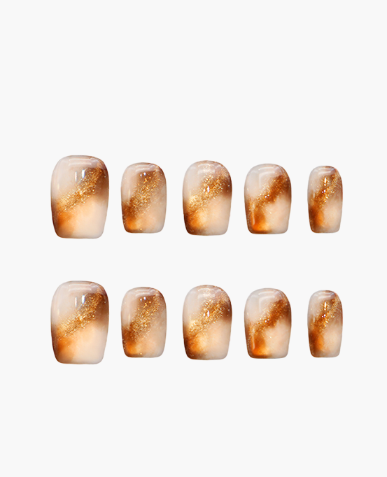Caramel Gradient Shell Nails